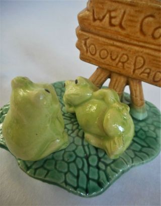 Welcome to Our Pad Frog Sign Vintage Ceramic Aquarium Figurine Figure Decoration 3