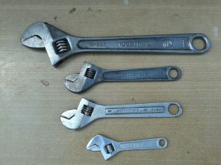 4 X Vintage,  Adjustable Spanners,  Wrench,  Garringtons,  Extra,  Etc,  Old Toolkit Items,