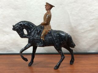 Vintage Collectible Wwi Calvary Officer Die - Cast Metal Toy Soldier On Horseback