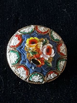 Vintage Italian Micro Mosaic Flower Design Brooch C1950 