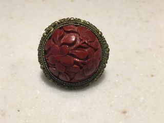 Vintage Cinnabar China Adjustable Ring
