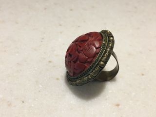 Vintage Cinnabar China Adjustable Ring 2