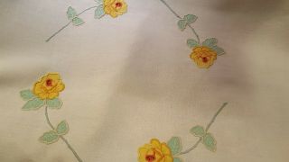 Vintage 40 ' s tablecloth,  heavy linen,  applique,  embroidery,  cut work, 3