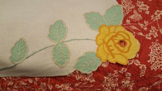 Vintage 40 ' s tablecloth,  heavy linen,  applique,  embroidery,  cut work, 4