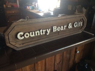 1970s 80s Big Bear Lake Gift Shop Sign - Rustic Hand Made Vintage Wooden Sign