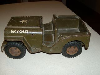 Vintage Tonka Pressed Steel Green U.  S.  Army Military Jeep