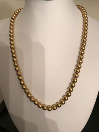 Vintage Napier Gold Tone Ball Beads Strung On Chain Fashion Necklace C - 8 B&c