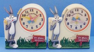 2 Vintage Bugs Bunny Talking Alarm Clocks Or Restoration C.  1974/75