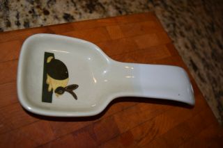 Otagiri Japan Vintage Ceramic Warren Kimble Folk Art Look Bunny Spoon Rest Evc