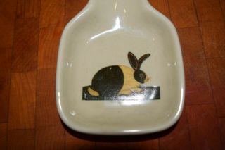 Otagiri Japan Vintage Ceramic Warren Kimble Folk Art Look Bunny Spoon Rest EVC 5