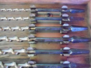Vintage Irwin 13 piece Auger Drill Bit Set in Wood Box.  Made In USA 8
