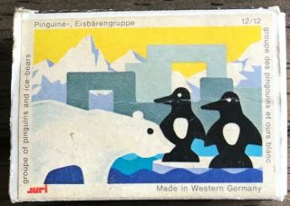 Vintage Juri West Germany Wood Matchbox Blocks Toy Polar Bear Penguin 12/12 3