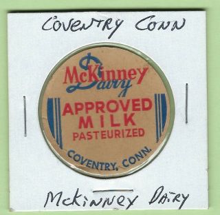 Vintage Mckinney Dairy.  - Milk Bottle Cap - Coventry,  Connecticut