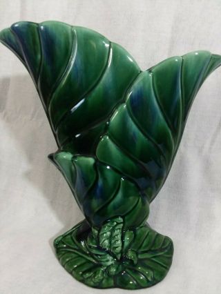 Vintage Moderamics Ceramic Art Pottery Vase Planter Usa Floral Green Blue 2158