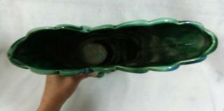 Vintage Moderamics Ceramic Art Pottery Vase Planter USA Floral Green Blue 2158 5