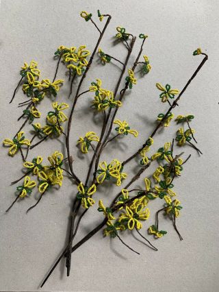 Vintage Glass Hand Beaded Flowers Forsythia