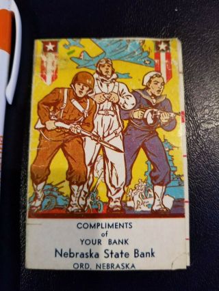 Vintage 1943 Rank Insignia U.  S.  Army Nebraska State Bank Promo Pocket Calendar