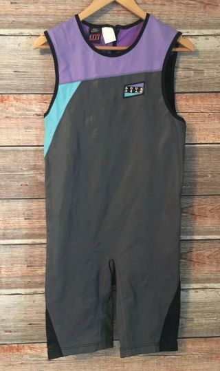Vtg Nike Aqua Gear Wetsuit Short Sleeve Short Pants Neoprene Blue Purple Size L