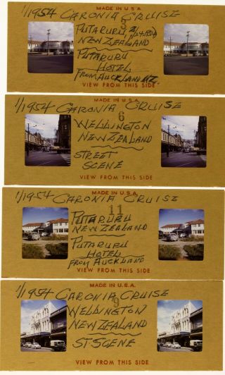 Set Of 4 Vintage Stereo Realist Photo 3d Stereoscopic Slides Zealand Streets