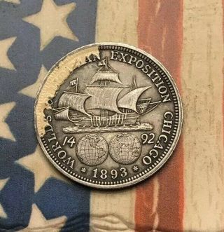 1893 50c Columbian Expo Half Dollar 90 Silver Vintage Us Coin Fh66