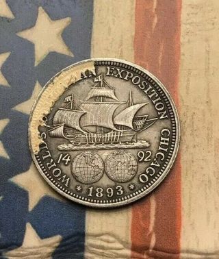 1893 50C Columbian Expo Half Dollar 90 Silver Vintage US Coin FH66 2