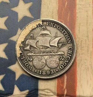 1893 50C Columbian Expo Half Dollar 90 Silver Vintage US Coin FH66 3
