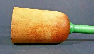 Vintage Wooden Potato Masher Green Painted Handle Primitive Rustic 4