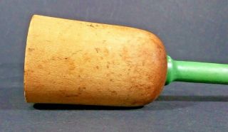 Vintage Wooden Potato Masher Green Painted Handle Primitive Rustic 5