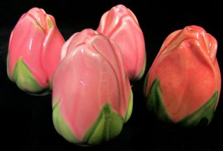 4 Vintage Franciscan Ware Desert Rose Salt & Pepper Shakers - Pink Rosebud
