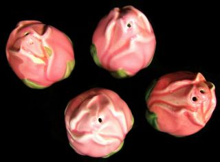 4 Vintage Franciscan Ware Desert Rose Salt & Pepper Shakers - Pink Rosebud 2