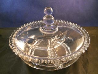 Vintage Imperial Glass Candlewick Divided Candy Dish With Lid - Elegant