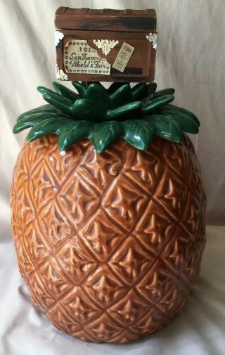 Vintage 1960’s Retro Mid Cent Large Ceramic Pineapple Glazed Cookie Jar