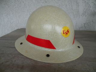 Vintage Uss Fiberglass Hard Hat With Liner Bridge Builder