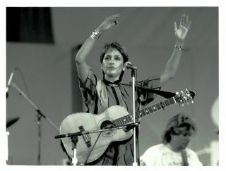 1980s Joan Baez On Stage Vintage Photo Diamonds & Rust Folk Singer Gp