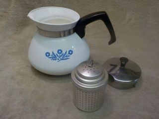 Vintage Corelle Corning Ware Blue Cornflower Coffee Tea Pot 6 Cup Euc