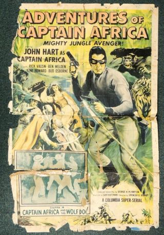 P378.  Vintage: Adventures Of Captain Africa 1 - Sheet Poster (1955) Hart