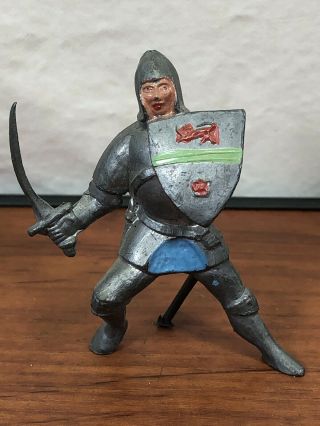 Vintage Britains Lead Soldier Sword Fighting Knight Figurine Toy England