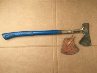 Vintage Estwing Ever - Grip 26 " Camp Axe Ax With Leather Edge Protector