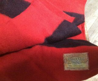 Vintage Polar Star Golden Dawn Virgin Wool Blanket Red Black - - 74 " 88 “jcp