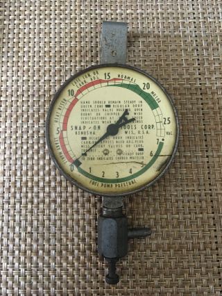 Vintage Snap On Vaccum And Fuel Pump Pressure Test Gauge