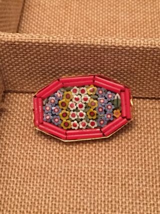 Vintage Micro Mosaic Hand Made Pin Brooch Italy