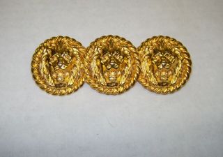 Vintage Gold Tone 3 Lion Head Pin