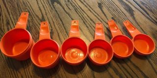 Vintage Tupperware Orange Measuring Cups Full Set Of 6 Baking Cooking