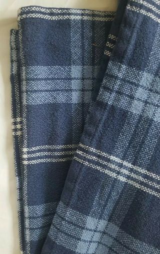 Ralph Lauren TWIN Size Bed Blanket Cotton Blue Tartan Plaid Vintage Made in USA 3