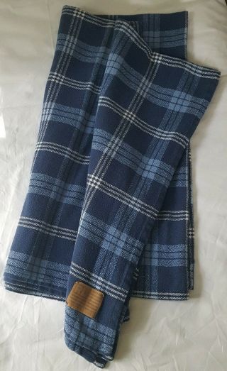 Ralph Lauren TWIN Size Bed Blanket Cotton Blue Tartan Plaid Vintage Made in USA 4