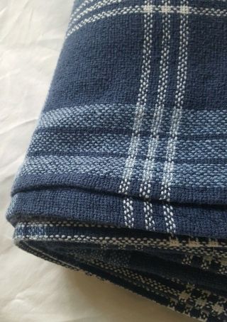 Ralph Lauren TWIN Size Bed Blanket Cotton Blue Tartan Plaid Vintage Made in USA 6