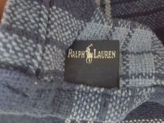 Ralph Lauren TWIN Size Bed Blanket Cotton Blue Tartan Plaid Vintage Made in USA 8