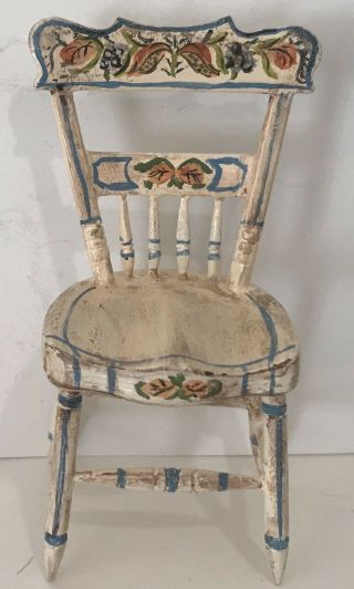 Vintage Dollhouse Miniature Handmade Side Chair Shabby Chic Stencil Style 7