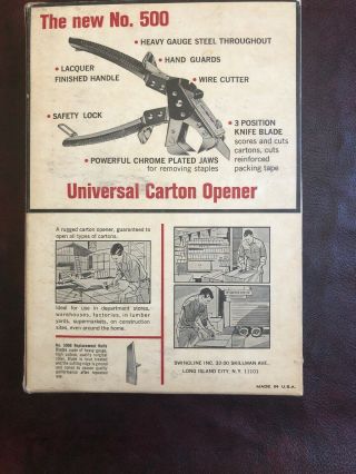 Vintage SWINGLINE UNIVERSAL CARTON OPENER USA Made 2