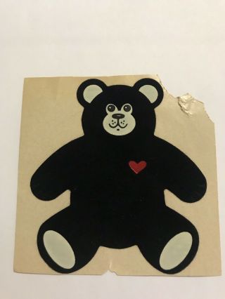 Vintage Jumbo Personal Expression Black Velvet Bear Sticker